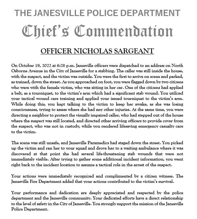 Chief's Commendation